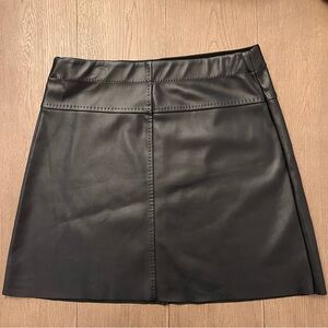 Max Studio Faux Leather Black Mini Skirt, Size Medium